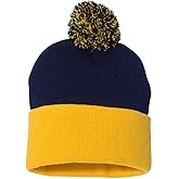 Sportsman Pom-Pom 12" Knit Beanie One Size Navy/Gold