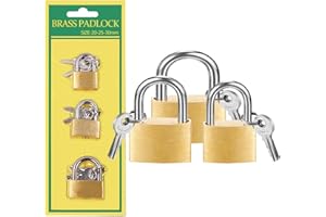 MEGANEOPRE 3 Pcs Small Solid Brass Locks with Keys, Mini Key Locks for Luggage Locks, Backpack Small Locks, Gym Locker Padlocks, Jewelry Box Locks… (20-25-30mm)