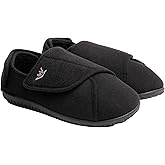 EUROPEAN SOFTEST Women's Wide, Extra Wide 80-D Memory Foam Diabetic Slipper with Adjustable Closure Anti Slip Sole, Warm Plush Fleece Arthritis Edema Swollen Diabetic House Shoes