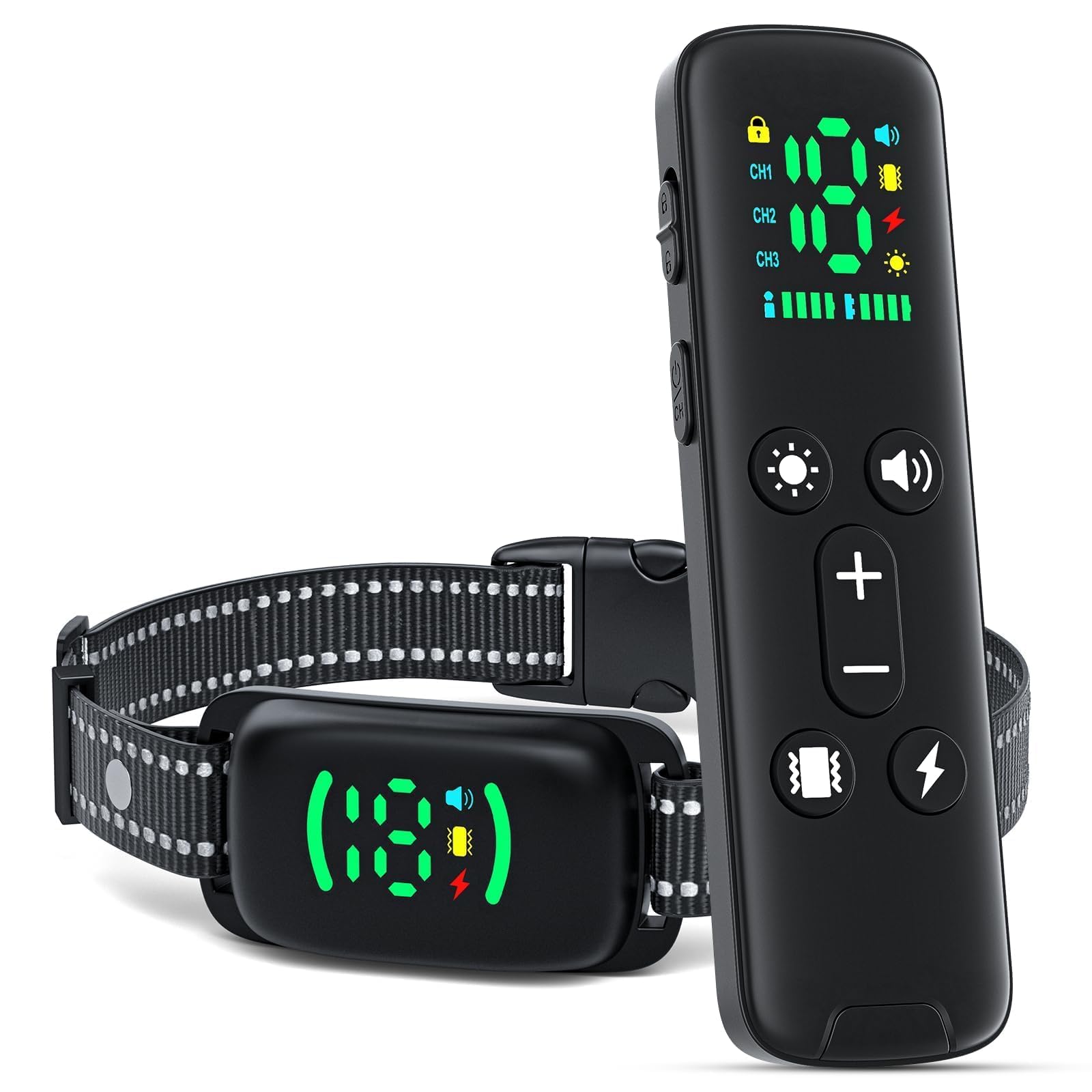 Photo 1 of CatChews Shock Collar for Dogs with Remote for 8-120 lbs Medium Large Dogs, 4500FT Rechargeable IPX67 Waterproof e Collars with Light (0-3), Beep (1-8), Vibration(1-18), Safe Static(1-18)