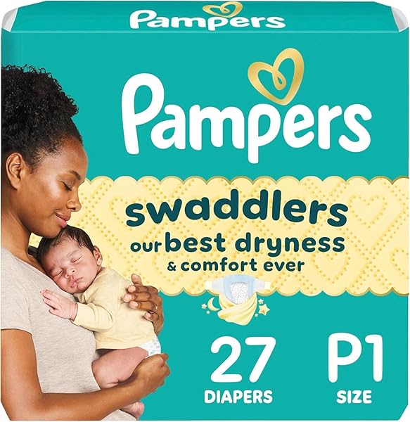 PAMPERS BABY DIAPERS – SWADDLERS – SIZE P1, 27 COUNT, ULTRA ABSORBENT DISPOSABLE PREEMIE DIAPER