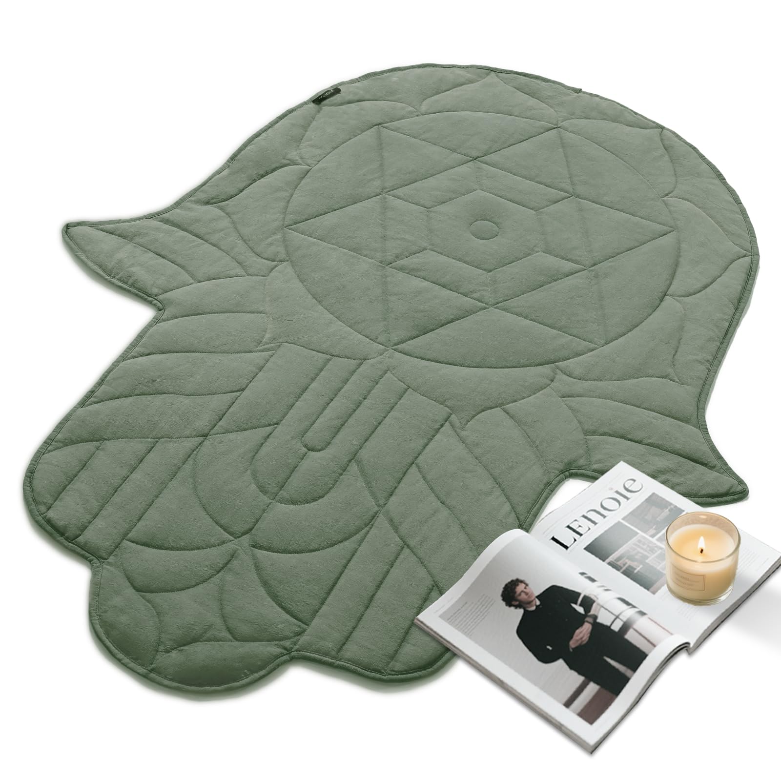 Photo 1 of ******PACKAGING BAG DIRTYYY***** ZonLi Weighted-Lap Blanket 5 lbs 43" x 52" for Yoga, Portable Travel Weighted Blanket for Meditation and Relaxation, Soft Cotton Weighted Blanket for Adults, All-Season Meditation Blanket, Green