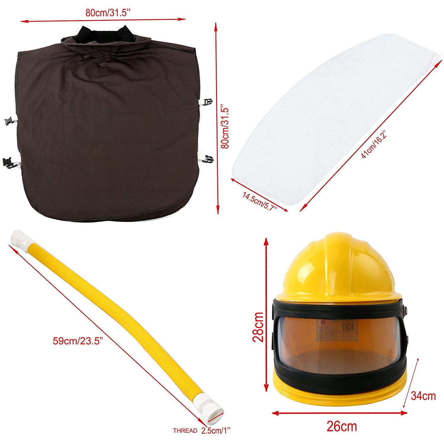 Dimlan AIR FED Safety Sandblast Helmet Sand Blast Hood Protector for