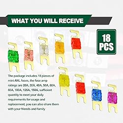 18 Pieces Mini ANL Fuse,Gold-Plated ANL Blade Fuse