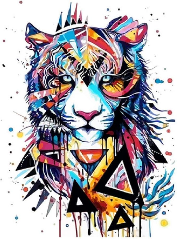 DIY pintura al óleo de lienzo Tigre acuarela - Pintura por Números La