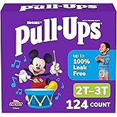 Pull-Ups Boys' Potty Training Pants, Size 2T-3T Training Underwear (16-34 lbs), 124 Count (4 Packs of 31), Packaging May Vary