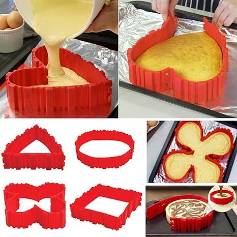 Kuchenformen Nonstick 4PCS Silikon Backform Bake Snake Tortenring Verstellbar Magic Bake - Entwerfen Sie Ihre Kuchen Jede For