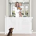 PETGOD Retractable Baby Gate, Upgraded One-Way Lock Mesh Dog Gate Tall 34”, Extends up to 71” Extra Wide Pet Gate and Safety Child Gate for Stairs, Doorways, Hallways, Banisters, Indoors, Outdoors