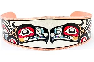 FRONT LINE JEWELRY Northern Lights Alaskan Native American Totem Bracelets – Haida-Inspired West Coast Jewelry Featuring Raven, Butterfly, Hummingbird, Bear, Sun, Whale, Moose, Elk, Eagle, Wolf Designs