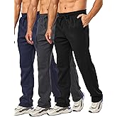 Suitswinew 3 Pack Men's Big and Tall Sweatpants Fleece Open Bottom Loose Athletic Drawstring Sweat Pants with Pockets
