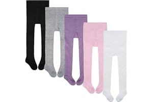 LOOCHING Toddler Baby Girls Cable Knit Leggings Solid Cotton Footed Tights Warm Stockings Pantyhose Pants Trousers 3/5Pack for 1-8T