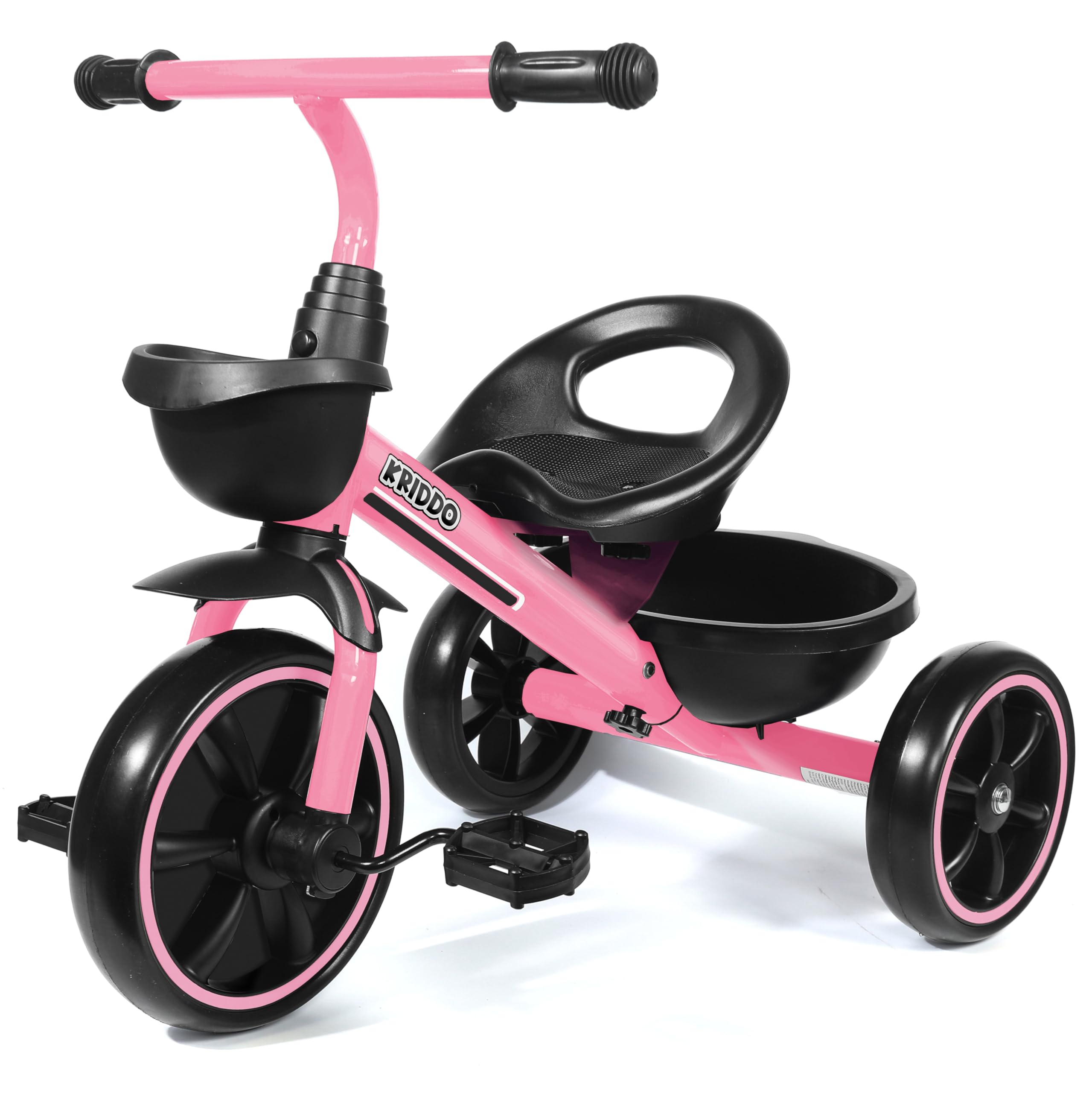 KRIDDO Kids Tricycles Age 24 Month to 5 Years, Toddler Kids Trike for 2.5 to 5 Year Old, Gift Toddler Tricycles for 2-4 Year Olds, Trikes for Toddlers, Pink