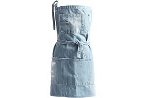 Cotton Denim Apron Adjustable Baking Cooking Apron with Pockets Denim Jean Apron for Women Men,Cafes Lounge Bars Kitchens