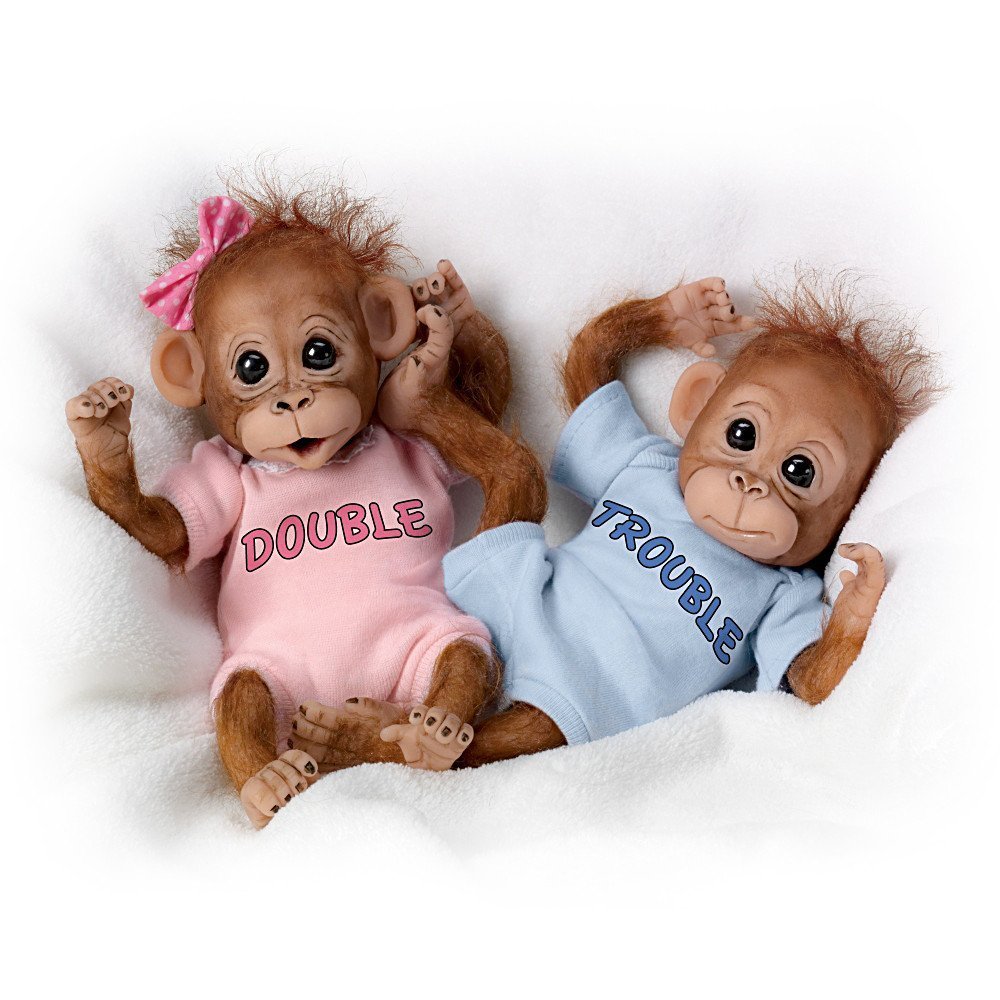The AshtonDrake Galleries Double Trouble Monkey Doll Set by The