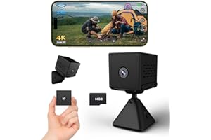 Spy Camera, 4K Ultra HD Mini Camera with 64GB TF Card, WiFi/No WiFi Use, Hidden Cameras for Home, 2000mAh Large Battery, Clea