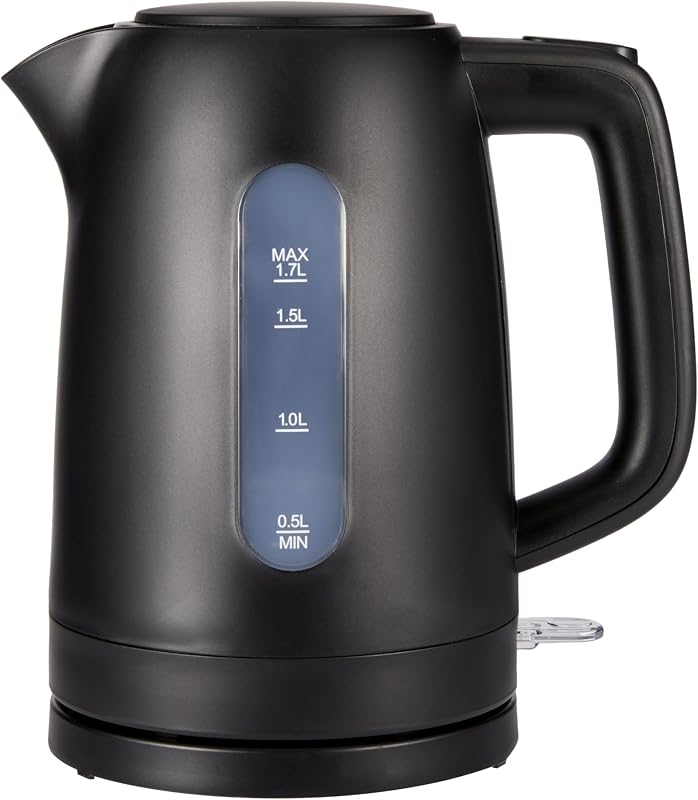 Wasserkocher 1,7L, 2200W, BPA-frei, 360° Basis, Automatische Abschaltung, Herausnehmbarer Kalkfilter, Mattschwarz