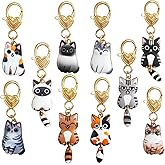 MAKIOTEKO 10 Pcs Cat Keychains, Cute Key Ring Funny Bag Charms Kawaii Keychain Accessories Gift for Women Men