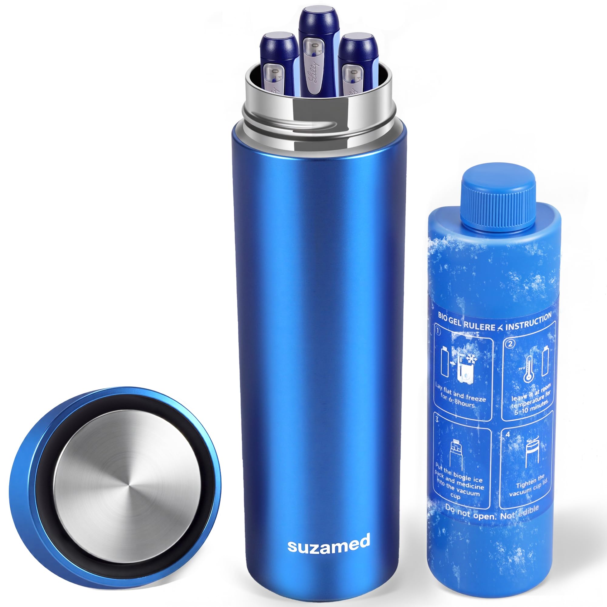 Photo 1 of Insulin Cooler Travel Case TSA Approved, Portable Medication Cooler for Travel Fits 3–4 Pens, Refrigerated Medicine Case for Diabetic Supplies, Medicine Organizer with Reusable Ice Pack (Blue)