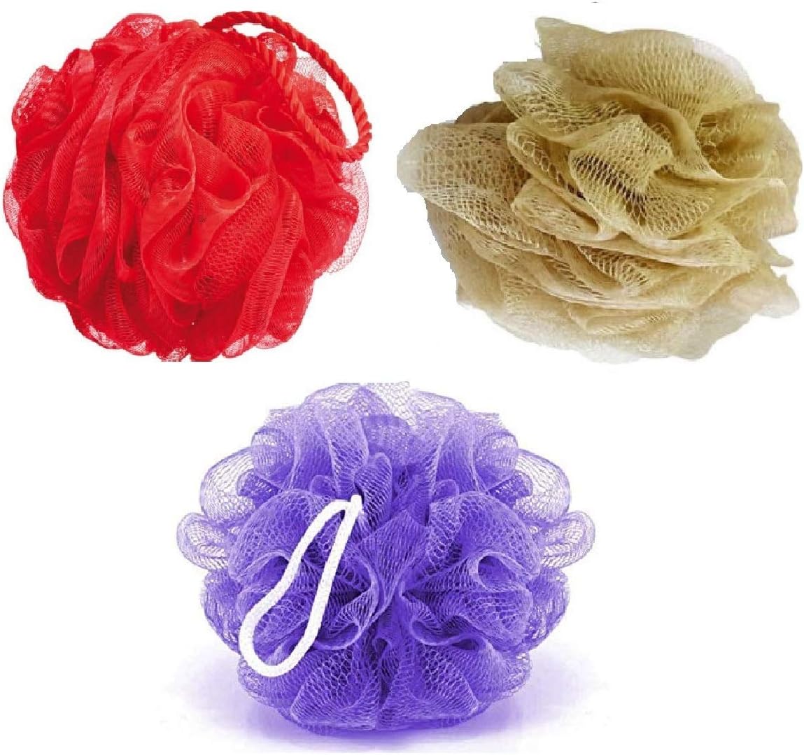 Mode Koorts Luxury Bathing Body Cleansing Sponge Loofahs Back Scrubber Set of 3-Spa Beauty Bath Accessories for Men & Women