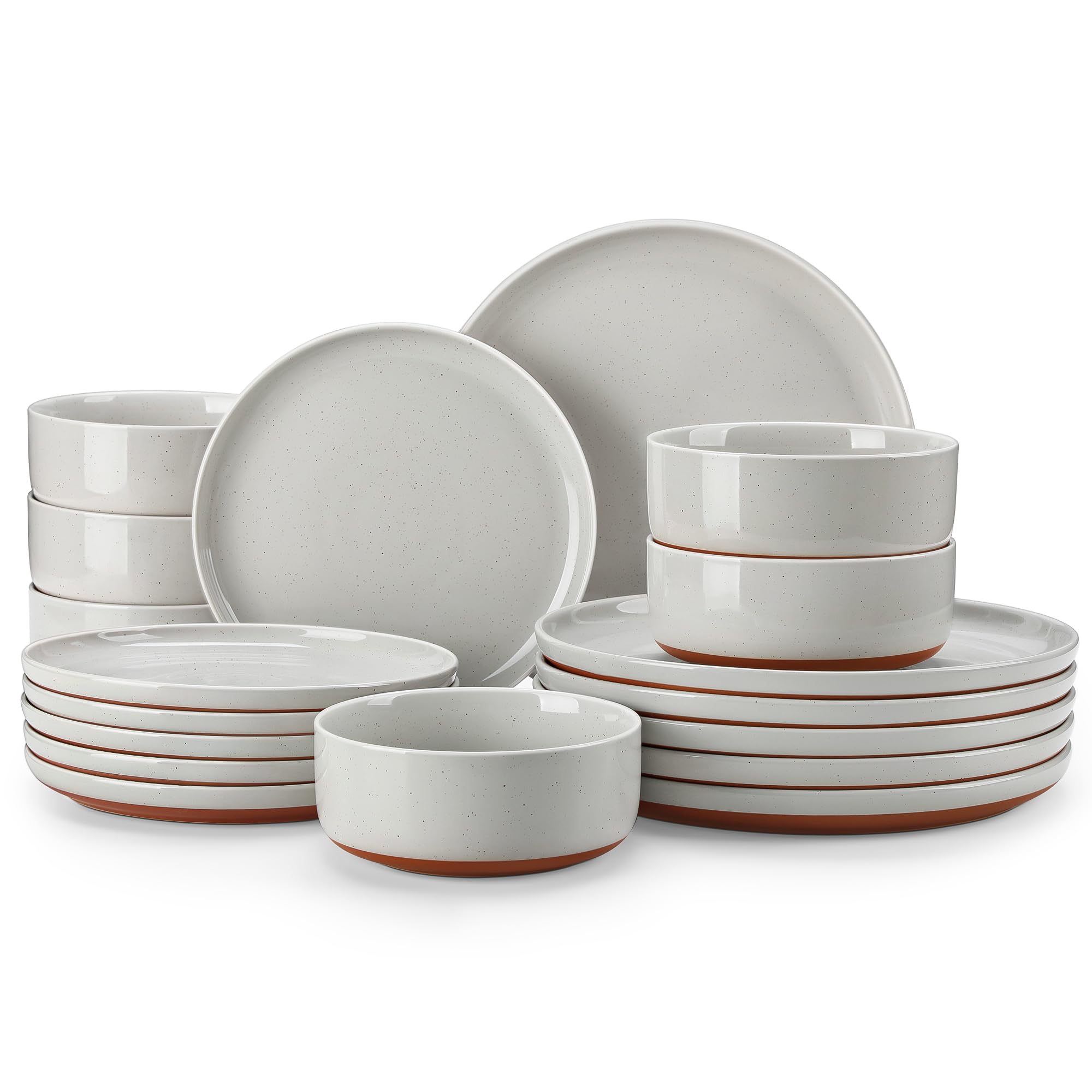 MALACASA Plates and Bowls Sets, 18 Pieces Modern