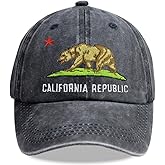 Tacoesha California Bear Hats for Women Men, Distressed Cotton Adjustable Embroidered Cali Republic State Flag Baseball Cap