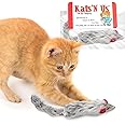 Kats'N Us Dat Darn Ferret Real Rabbit Fur Cat Toy- Furry Cat Toys, Cat Stuffed Animal, Cat Entertainment for Indoor Cats and Kittens, Interactive Cat Toys - 10 Inches