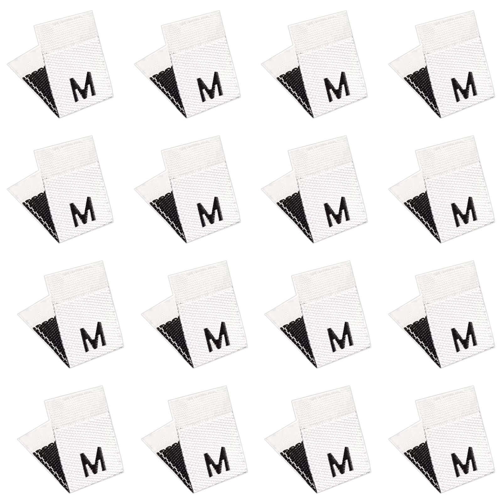 NBEADS 600 Pcs M Cotton Size Labels, White Embroidered Labels Tags Small Size Labels Sewing Clothing Size Labels Woven Crafting Label Tags Garment Shirts Dresses Accessories for Clothes, 18x12.5mm