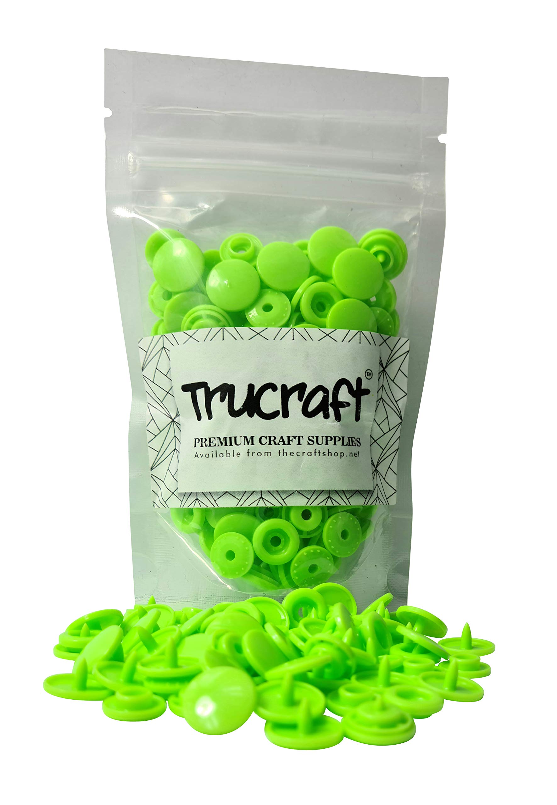 Trucraft Plastic Kam Snaps 50 Sets B50 Glossy Lime Green Size 20 T5
