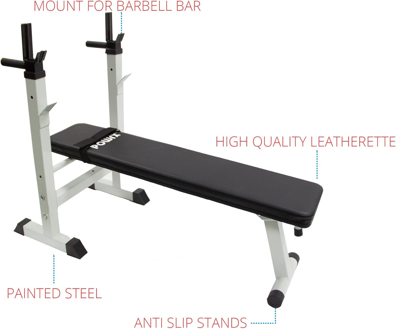POWRX Hantelbank mit höhenverstellbarer Ablage