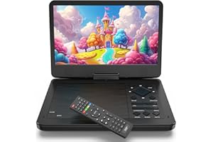 MAGOFLY 12.5" Portable DVD Player with10.1 HD IPS Screen for Kids,Car DVD Player with Headrest Mount, 360° RF Remote Control, 2 Earphone Jacks, 5h Battery, Support CD/DVD/SD Card/USB，Region Free [Black]