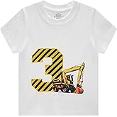 Lampu Birthday Boy Shirts Construction Excavator Cotton Short Sleeve T-Shirt 2-6 Years