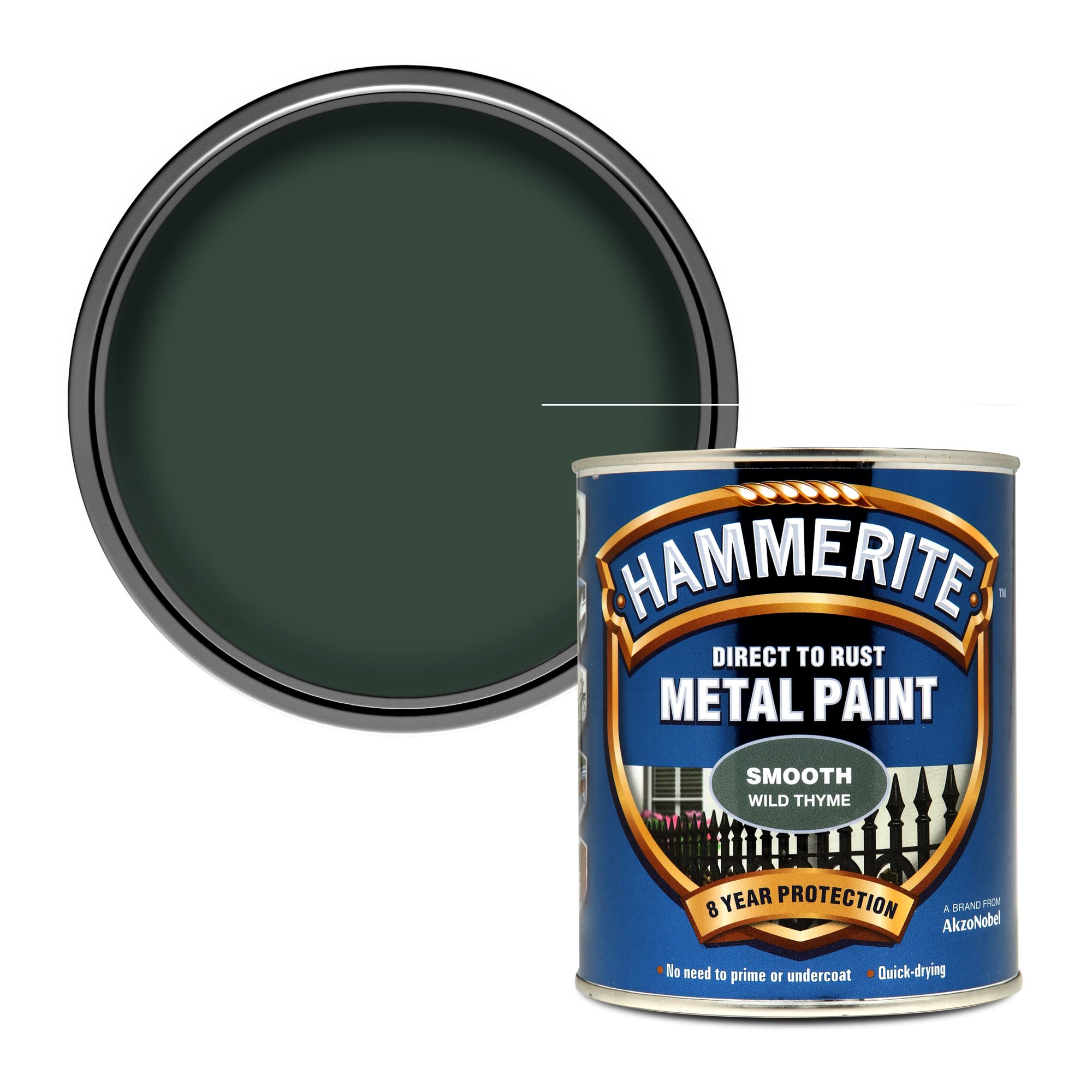 Hammerite Smooth Metal Paint, Wild Thyme, 750 ml (Pack of 1)