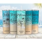 Snoweets Personalized Girls Trip Tumblers Beach Travel Tumbler with Names Girl Weekend Birthday Vacation Cruise Cups 2025 Bachelorette Trip Gift Personalized Tumblers for Women,Besties,Wife