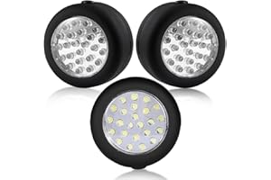 CALIFORNIA CADE ELECTRONIC 24 LED Round Magnetic Work Light Torch with Integral Hanging Hook and Magnet Set,Pack of 3(Black)