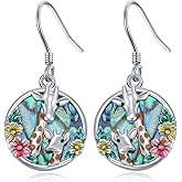 KNTTZZI Abalone Shell Earrings for Women 925 Sterling Silver Dangle Earrings Abalone Shell Jewelry Birthday Christmas Gifts for Sister Mothday