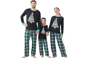 ANGELGGH Family Pajamas Matching Sets, Cute Christmas Printed 2 Piece Sleepwear, Holiday PJs Jammies for Couples/Women/Men