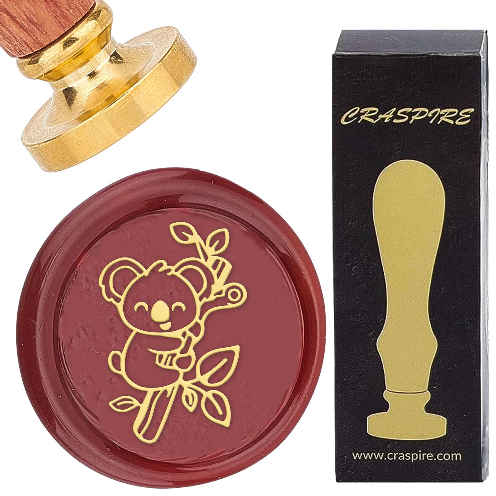 CRASPIRE Wax Seal Stamp Koala Animal 25mm Sealing Wax Stamps Vintage Removable Brass Head with Wooden Handle for Wedding Christmas New Year Envelopes Invitations Gift Packing