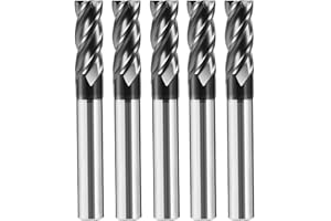 AYCHOLIZ 5pcs 1/8" Carbide Square End Mill Bits Set for Alloy Stees/Hardened Steels,Hrc55 Micro Grain Carbide Milling Cutter 4Flute CNC Router Bits with AlTiN Coating