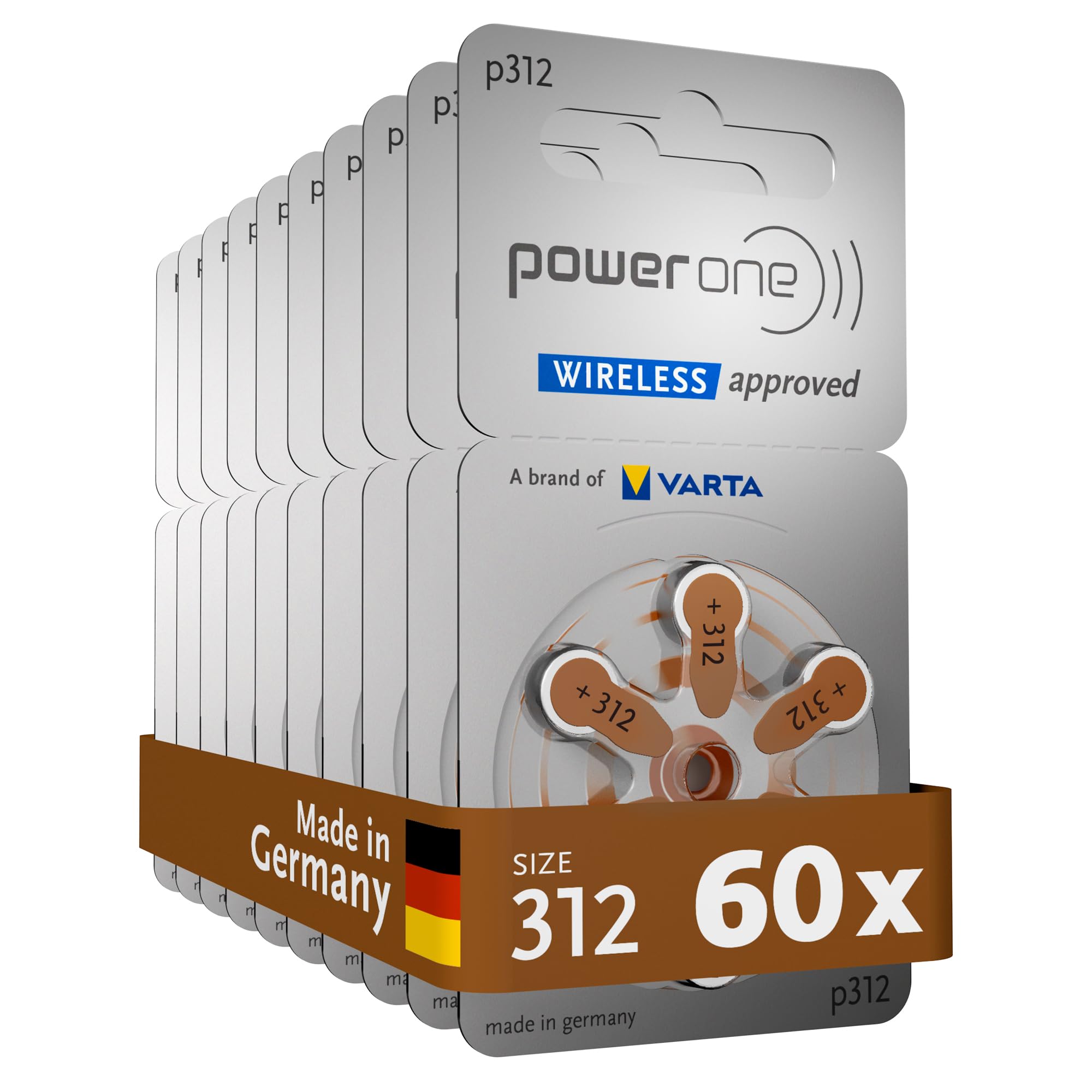 Varta Powerone Mercury Free Hearing Aid Batteries Size 312 60 Batteries, PR41/p312 4607