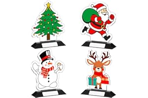 Soaoo 4 Pcs Ugly Christmas Sweater Trophy 5.31" Acrylic Christmas Sweater Party Trophy Awards Prizes Funny Costume Xmas Gifts for Adults Holiday Party Favors Decorations
