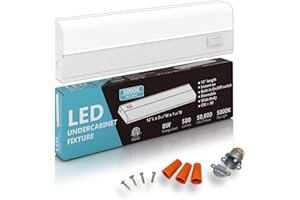 HARRRRD Hardwired LED Under Cabinet Lighting - 8 Watt, Dimmable, CRI>90, 5000K (Day Light), Wide Body, Long Lasting Metal Base with Frost Lens, 12" Inch
