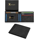 XZVXZV Men's Ultra Thin Wallet Leather RFID Blocking Bifold Stylish Wallet with Slim Minimalist Front Pocket 2 ID Windows (Black)