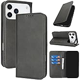 Jaorty Wallet Case Compatible with iPhone 17 Pro Max,Premium PU Leather Flip Folio Purse with Card Holder,Kickstand Magnetic Closure TPU Shockproof Interior Protective Cover,6.9 Inch,Black