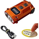 Nitecore TINI 3 600 Lumen EDC Keychain Flashlight, USB-C Rechargeable Lightweight with Multiple Color Temperatures Output (Warm, Neutral White, Cool White) and NSticker (Orange)
