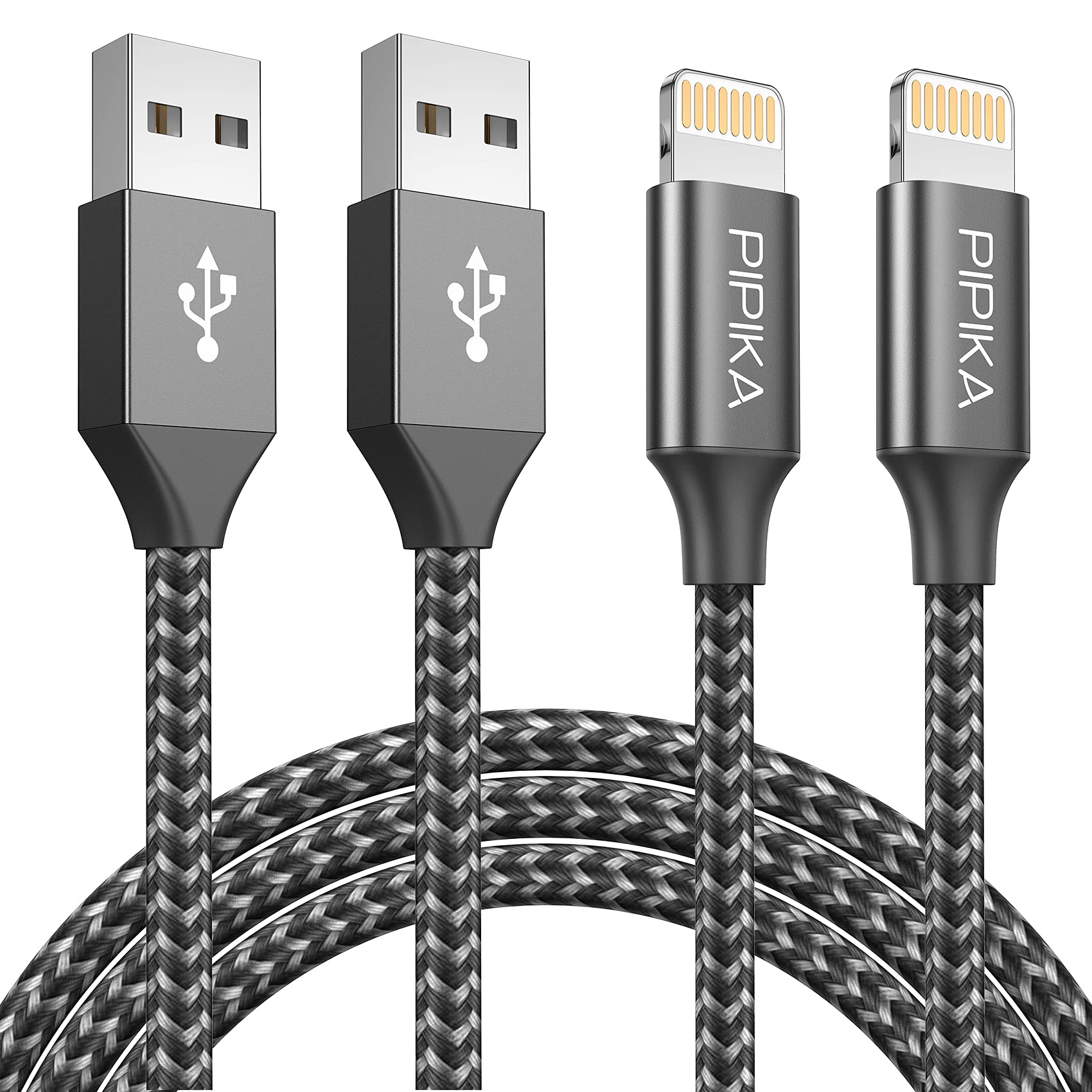 PIPIKA iPhone Charger Cable 2M/6.6FT 2Pack Lightning Cable Nylon iPhone Fast Charger Cable Lead for iPhone 14 13 12 11 Pro Max XS XR X 8 7 6 Plus 5 5s SE
