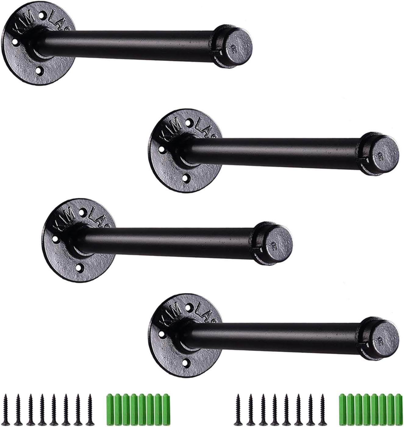 Industrial Pipe Shelf Brackets, 25cm Wall Mounted Iron Supports Rustic