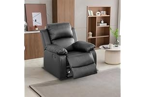 Toseslo Manual Recliner Chair Set, Living Room Furniture Sets with Adjustable Footrests, Modern Single Reclining Sofa Chair, Leather Reclining Couches, Recliner Furniture for RV/Apartment(Black)