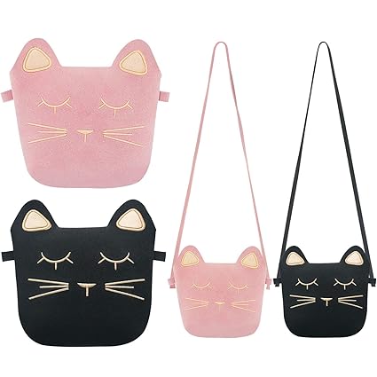 TOODOO Little Girls Purses Cute Cat Ears Girl Crossbody Shoulder Bag for Kids Toddler Girls (Pink and Black)