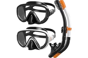 G2RISE Snorkel Set Adult, SN05 Snorkel Mask Adult, Scuba Mask with Tempered Glass Lenses, Dry Top System & Upgraded Adjustabl