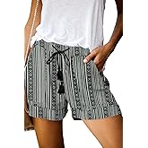 QUEEN PLUS Womens Casual Shorts Comfy Elastic Waist Drawstring Pocket Shorts Pants